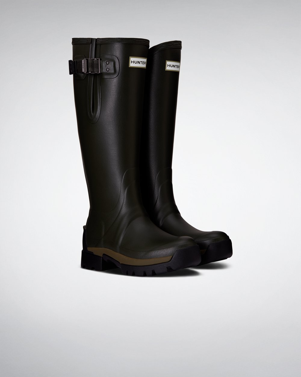 Womens Tall Rain Boots - Hunter Balmoral Side Adjustable 3Mm Neoprene (83HLDUOVR) - Dark Olive